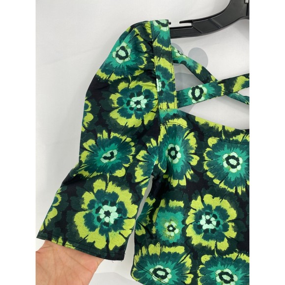 Free People Revolve NWT Give Me More Top Strappy Back Black Combo Green Sm New - Picture 4 of 11